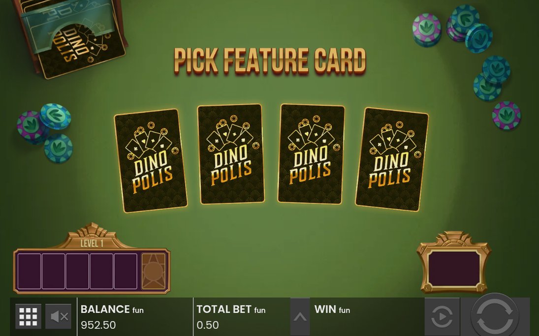 Dino Bonus pick cards on the green felt table